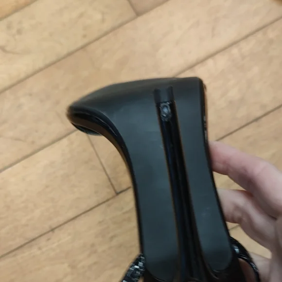 Black Patent Leather Strappy Stiletto Sandals - Picture 5 of 6